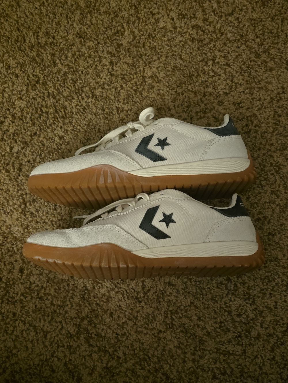 Converse Womens White Sneakers with Gum Outsole and Black Star